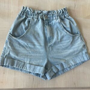 Cotton On Light Blue High Rise Paperbag Denim Shorts Size 4 Summer Style